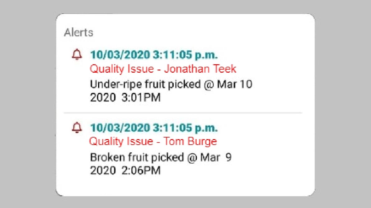 Real-time QC notification on a phone